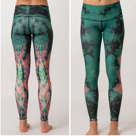 Teeki green feather leggings - Picture 1 of 4